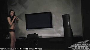dirty director lucky with tiny kate sottile's lapdance stripping to pov blowjob cum on tits 🔥💦