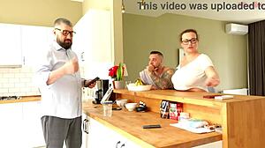 hot wife chats hubby while rimming hotel guests ass cheating dirty