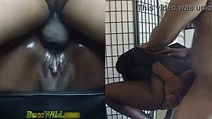 Barstool anal hits ghetto girl's peak as pussy grools and drips wet