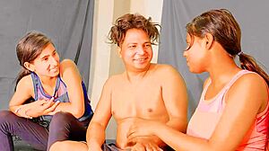 hey teen tricked her bestie into ffm threesome with old stranger at home