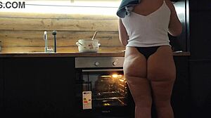 curvy pawg milf shakes big ass in kitchen