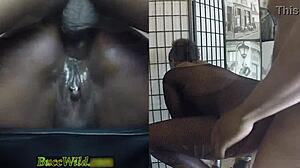 Barstool anal hits ghetto girl's peak as pussy grools and drips wet