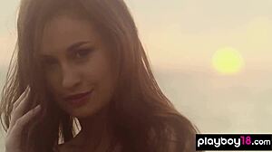 adorable ukrainian demi fray strips petite body posing skinny pussy on rocks