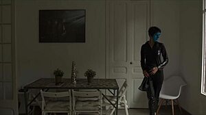 elegant thief selena strips classy with big natural tits and hairy pussy tease