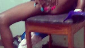 Hot Whore Fingers Pussy Vibes Ass In Purple Heels Chair