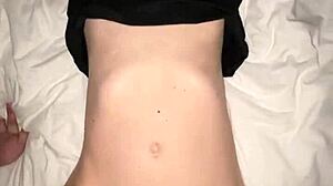 cute teen girl's first shaved pussy gaping virgin fuck pov with boyfriend tight