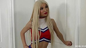 can this petite cheerleader handle bbc pounding her tight teen pussy?!