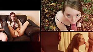 18-Year-Old British Redhead Swallows Every Drop of Cum After Sucking