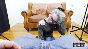 Exotic nerdy coed Raven's wet shaved pussy fingered then ass pounded hard