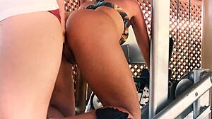 Dude, fitness milf's big ass takes trainer's rectal protein creampie outdoors?