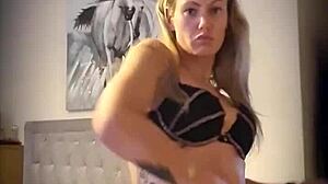 blonde milf strips slow teasing every ripped cloth off