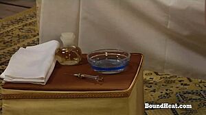 sensual lesbian madame indulges in erotic massage bliss with bound submissive slave