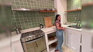 madrastra licks my wet pussy in kitchen while fingering homemade lesbian cunilingus fetish