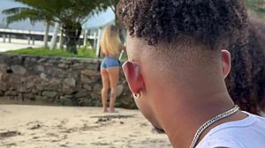 Black Couple Picks Up Beach Brunette Surfer for Wild Home Interracial Kissing and Fucking
