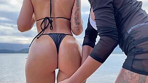 Black Couple Picks Up Beach Brunette Surfer for Wild Home Interracial Kissing and Fucking