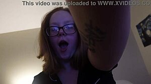 Homemade Blonde Nerd Bent Over Takes BBC Creampie After Dildo Fails
