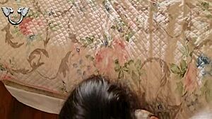 hot curvy neighbor caught spying balcony gets full menage big cock cowgirl spanking!