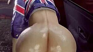athletic big ass fitness babe gives blowjob and handjob facial cumshot