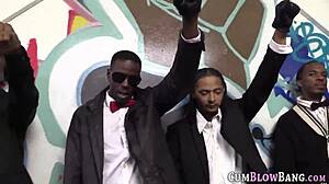 why does this small teen crave sucking all those black monster cocks in blowbang?