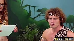 Redhead Kadence Marie Gags on Monster Cock Blowjob