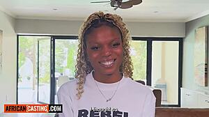 hot ebony teen 18+ with big tits gets pussy stretched in interracial casting