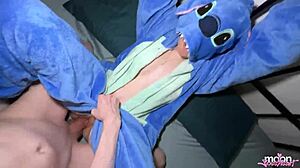 stepdaughter sneaks under blanket as stepdad pounds her pussy hard during thunderstorm