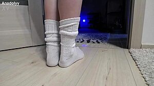 hey, these delicate sneaker-clad legs in shower need your touch now