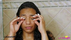 Sexy Latina Model Strips Down for Steamy Shower Photoshoot Session