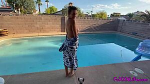 Thefoxxxlife delivers poolside blowjob pov in stunning 4k with big tits