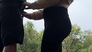 I fucked hot milf outdoors pissed on her toes then pounded her feet