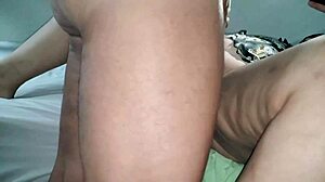 my chubby WIFE EATS bbc CUM from puffy PUSSY as CUCKOLD watches