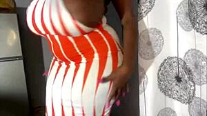 cheating ebony babe's huge boobs get thick creampie fill