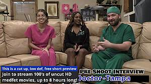 dr tampa backstage with giggly student nurse interns spreading shaved pussies