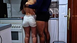 stepdad catches me in kitchen fucks while mom works