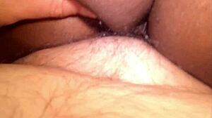 Flower rides cougar ebony pussy on interracial cock till cum filled dripping wet