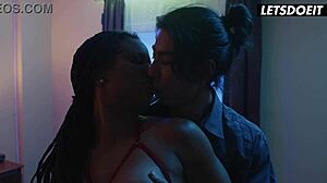 Hot maid bent over for big dick homeowner's face fuck and cum in mouth!