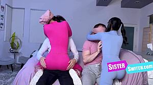 Snowed-In Brothers Swap Petite Step Sisters for Taboo Fuck