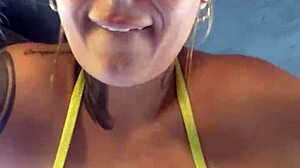 Tanned Gym Babe's Wet Pussy Flashes Beachgoers In Copacabana