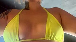 Tanned Gym Babe's Wet Pussy Flashes Beachgoers In Copacabana