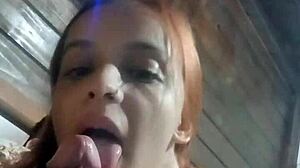 She lovingly deepthroats thick cock with tender sucks craving warm cum in mouth