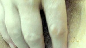 milf angela jerks hairy pussy craving young husband's thick cock