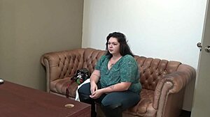 mia marks' college casting interview on the sofa