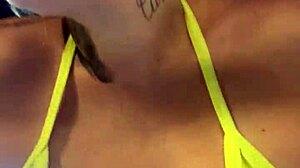 Tanned Gym Babe's Wet Pussy Flashes Beachgoers In Copacabana