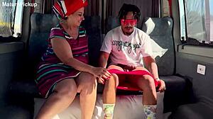 Anal-Loving Granny Sucks Big Cock Deep Before Assfucking Creampie on Public Bus