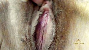 milf angela jerks hairy pussy craving young husband's thick cock