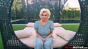 pervy mother... classy stepmom strips for stepson's visual cumshot wow!!