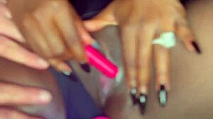 Wow! Sexy Black Model Vibes Tight Pussy For White Guy!