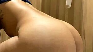 heart pounding as she squirts in open public toilet