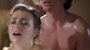 Cum Hard On These Oiled Big Natural Tits After Massage Pounding!