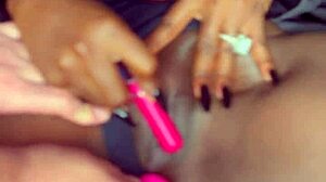 Wow! Sexy Black Model Vibes Tight Pussy For White Guy!